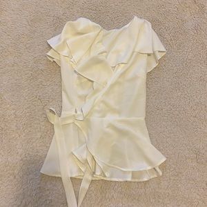 Women’s S Sleeveless Summer Ruffle Blouse Cream